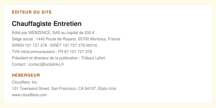 Coordonnées légales de l&rsquo;éditeur et de l&rsquo;hébergeur du site